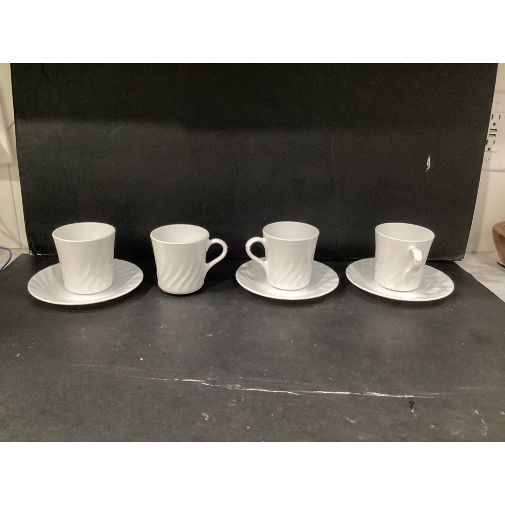 Corelle Corning White Swirl Coffee 3 Cups/Saucers Replacement Cup